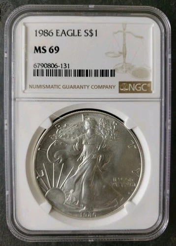1986 $1 American Silver Eagle Dollar NGC MS69