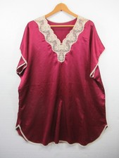 Vintage Colesce Collection Satin Nightgown Plus Size Dark Pink Lace Trim