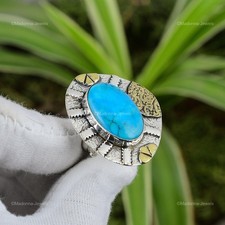 Daughters Day Sale 925 Silver Oval Tibetan Turquoise Stone Promise Ring Jewelry