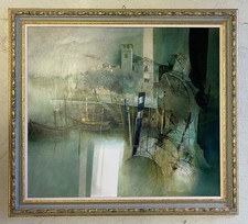 GRANDE QUADRO DIPINTO OLIO Mario Tosi COMPOSIZIONE ASTRATTA ARCHITETTURE VENEZIA
