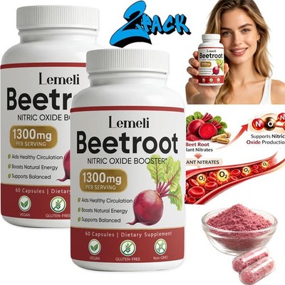 2 Pack Share Lemeli Beetroot - 1300mg, Lemeli Beet Root Supplement 120 Capsules