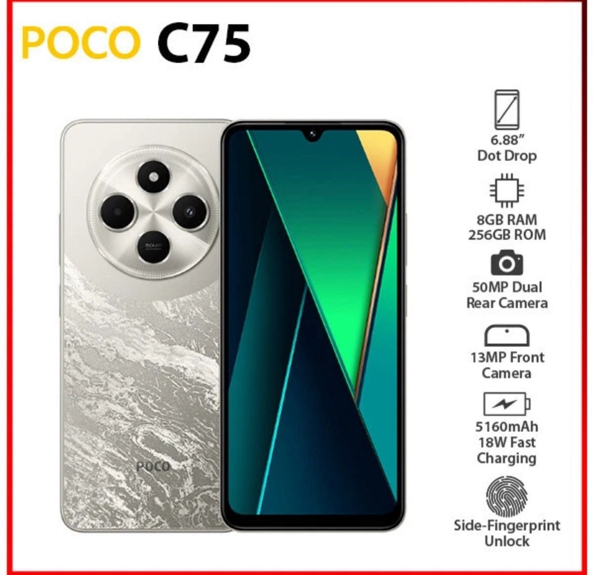 新品　POCO C75 8GB RAM 256GB ゴールド　GOLD New) Xiaomi POCO C75 8GB+256GB GOLD Dual SIM Unlocked