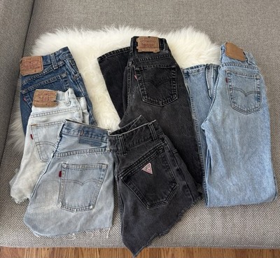 Lot of vintage denim shorts and pants