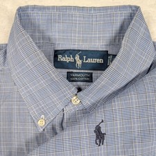 Vintage Ralph Lauren Yarmouth Shirt Mens 15.5 32/33 Plaid Button Down Pony Y2K