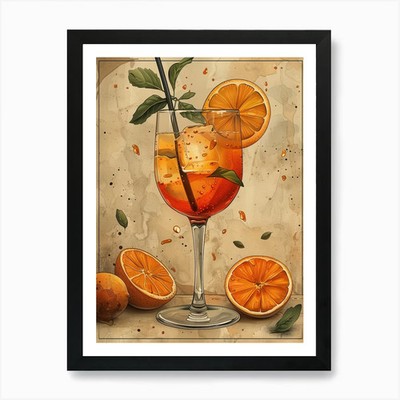 Aperol Spritz Orange 99 Kunstdruck gerahmt Wandbild Poster Leinwanddruck Bild