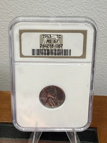 1943 Lincoln Steel Wheat Cent - ANACS MS 67 - Gem BU WWII Steelie - High Grade
