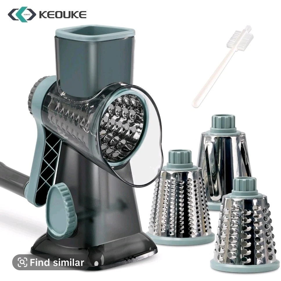 KEOUKE Rotary Cheese Grater Manual Drum Slicer Veg Cutter 3 Blades Kitchen Tool
Opens in a new windo