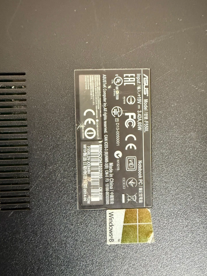 Notebook ASUS F550l PC Portatile - Hd 1 TB - 12 Gb RAM - Batteria Nuova - Immagine 2 di 2