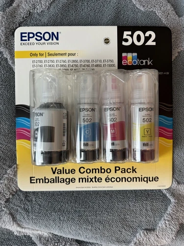 Epson 502 Ink Value Combo Pack Genuine ECO-TANK Printers 10/2025 T5021-4-SV