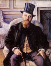 Oil painting gustave caillebotte - male portrait of jules dubois seated on sofa