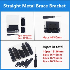 Black Flat Straight Brace,6-30Pcs Metal Mending Brackets Straight Corner Braces