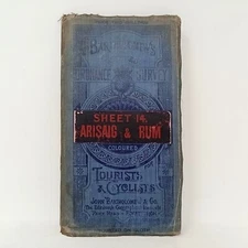 c1900 Arisaig & Rum Bartholomew's Coloured Map on Cloth Tourists & Cyclists