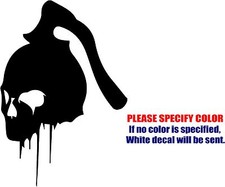 Vinyl Decal Sticker - Axe Killer Skull Car Truck Bumper Window Laptop Fun 12"