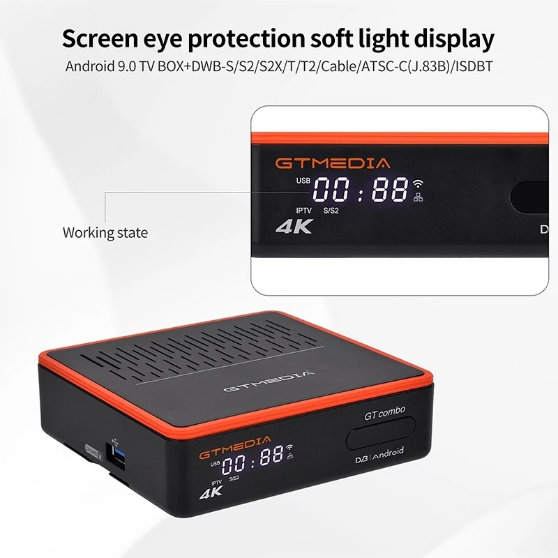GTMEDIA GTCOMBO 4K FTA Satélite DVB-S/S2/S2X Receptor Android 9.0 Smart TV Box Foto 3 de 4