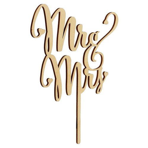 Wooden Rustic Wedding Cake Topper Mr & Mrs Wedding Engagement Party Decoration - Picture 6 of 7