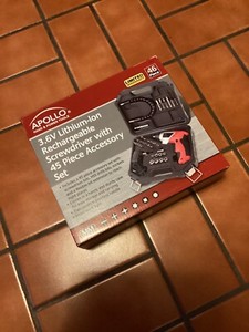 Apollo 3.6V Li-Ion Cordless Screwdriver with 45-Pc Bit Set