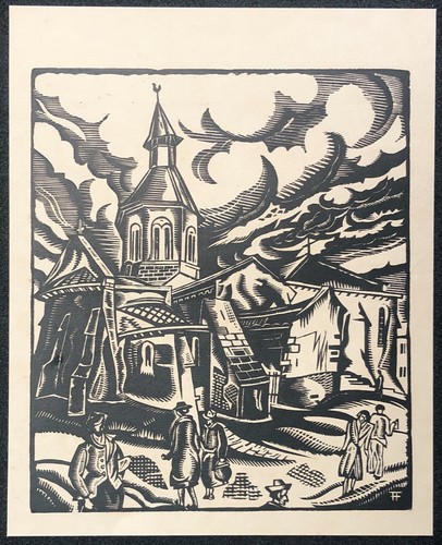 Neris-Les-Bains Church st. George Towards 1944 Signed Ff François Faureau - Picture 2 of 5
