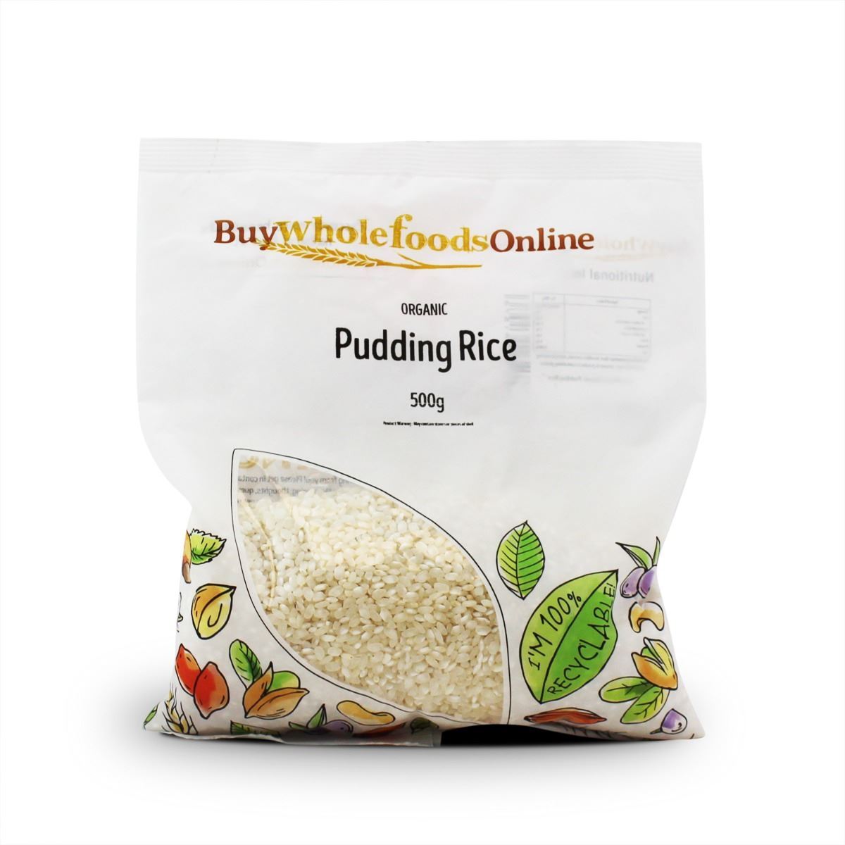 Organic Pudding Rice 500g | BWFO | Free UK Mainland P&P