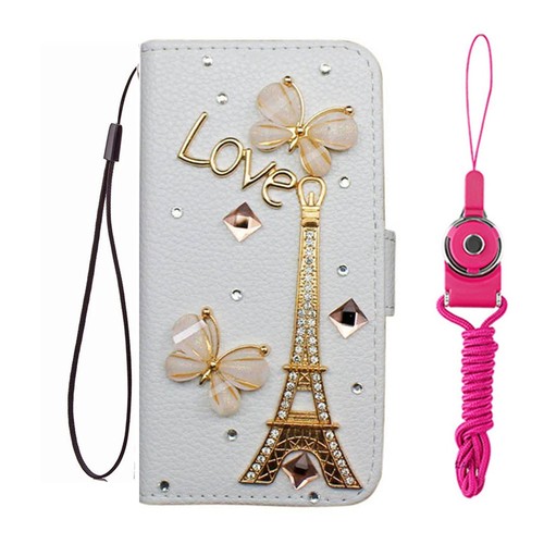 Flip Bling Diamonds Wallet Stand Case PU Leather Cover For Motorola/TCL/T-mobile - Picture 9 of 14