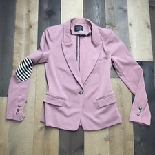 Love Tree Medium M Pink and Black/White Polka Dot Trim Button Blazer