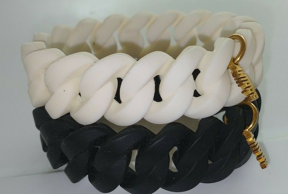 RUBBS TWO SILICONE BANGLE CUFF BRACELETS WHITE BL… - image 1