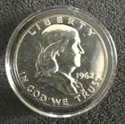 1962 90% Franklin Silver Half Dollar Proof White Coin