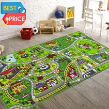 Car Rugs for Kids,Train and City Rug,Road Rug,Non Slip Car Mat for Kids,Washable