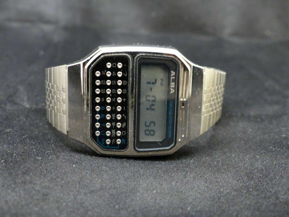 NOS VINTAGE ALBA (por SEIKO pulsar) RELOJ DE ALARMA DE CALCULADORA