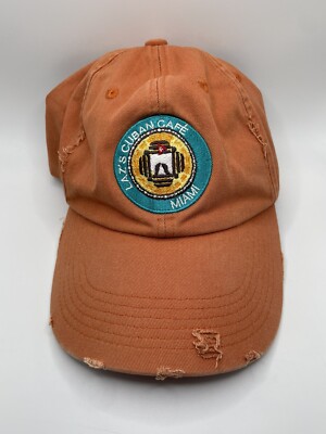 Orange Distressed Cap with Patch BC Distressed Baseball Cap - orange w/ faux leather patch  main image 2