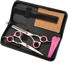Professional Hair Cutting Scissors Barbers Shears Set with Carrying Case