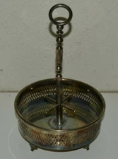 Nice Vintage Silverplate Metal Condiments Table Top Rack Rare