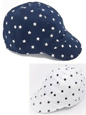Baby Boy Summer Hat Cap White Navy Stars 100 Cotton Lined 0 3 6 m