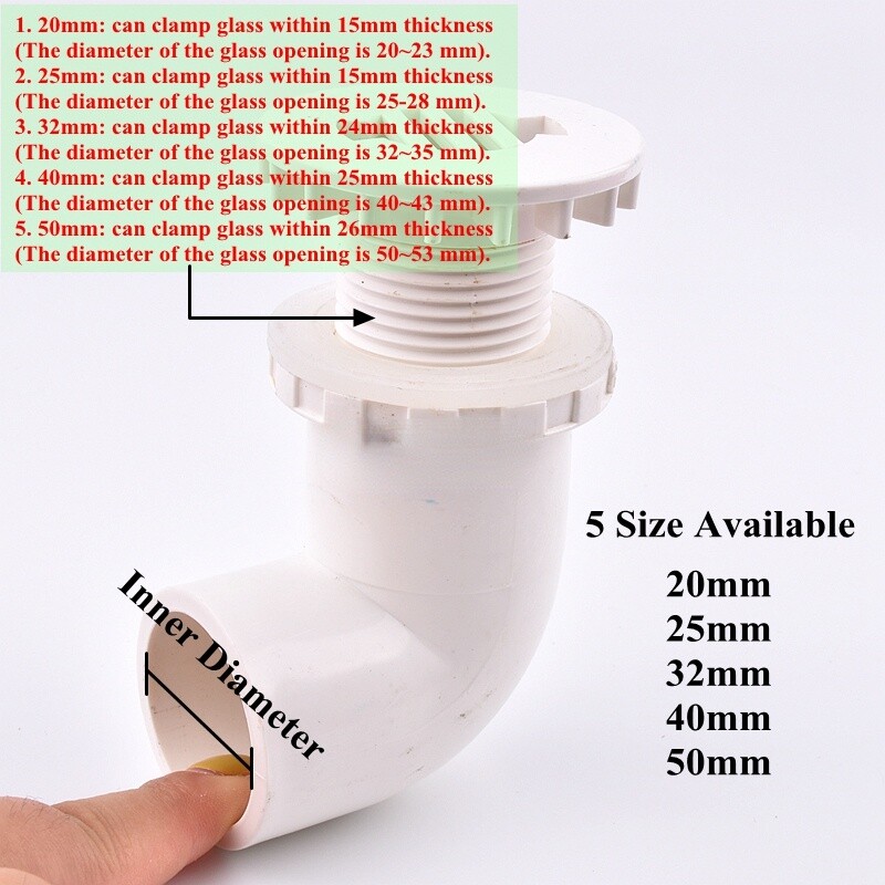 1PC Aquarium Fish Tank Drain Joints 90° Elbow PVC Pipe Connectors ID Top Quality