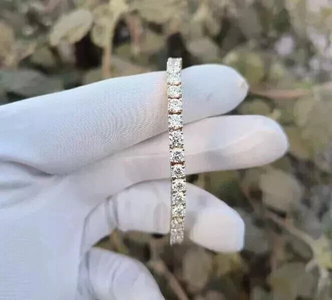 9Ct Round Cut Lab Created Diamond Women's Tennis Bracelet 14K Yellow Gold Plated - Image 3 of 4