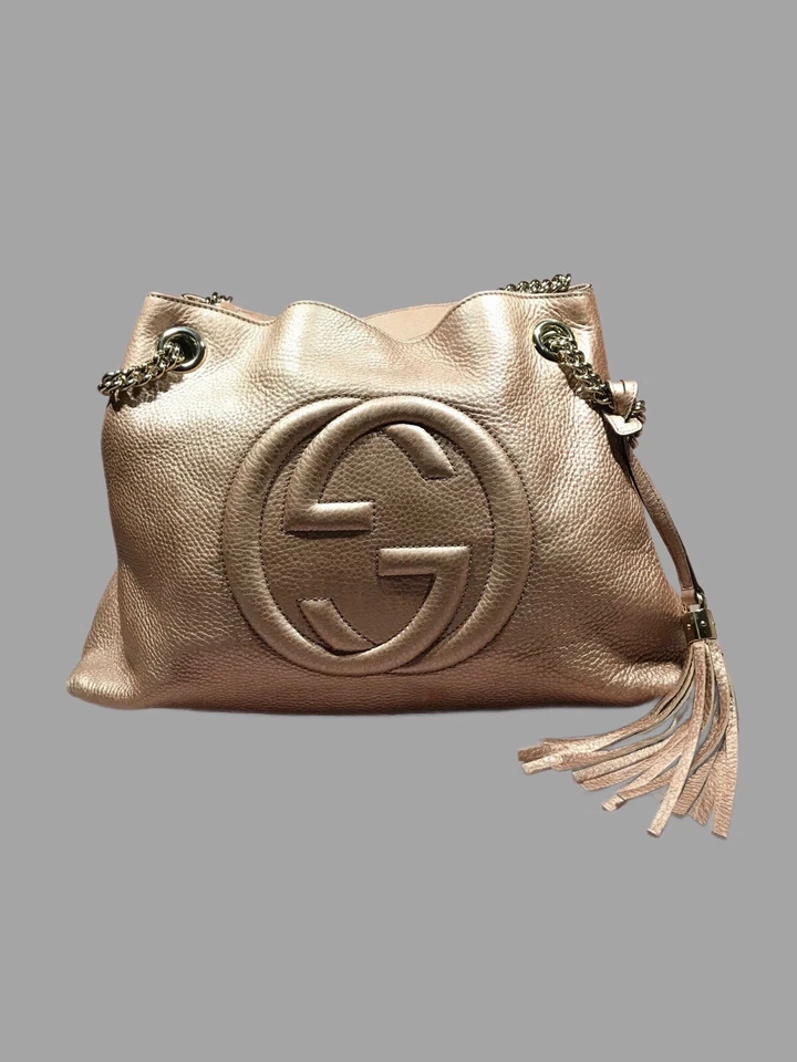 GUCCI Rose Gold Soho Leather Shoulder Tote Bag w tassel Exclusive Materials EUC - Image 4 of 4