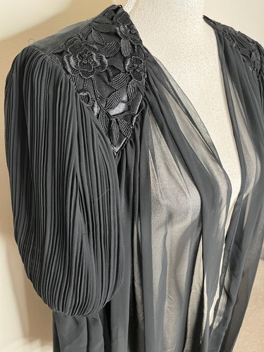 Vintage Flora Nikrooz Hollywood Regency Glam Robe Embellished Beaded 80's Sheer - Picture 11 of 14