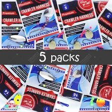 Fish WOW! 5pks 12" Walleye Spinner Rigs Crawler Harness 1-hook 2-hook 3-hook lot