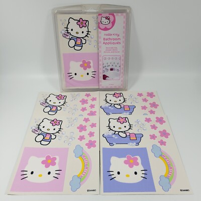 Hello Kitty Bathroom Tile Appliqués Peel & Stick Reuseable Stickers Sanrio 2005