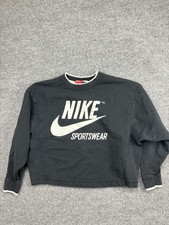 Nike Sportswear Sweatshirt Womens Small Black Cropped Crewneck Pullover Logo