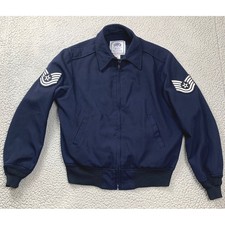 Vintage USAF Military Jacket Mens 42R Blue Wool Bomber DSCP Wings Air Force