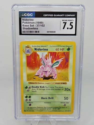 Nidorino (Shadowless) graded CGC 7.5 for sale on eBay