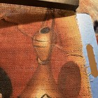 Burlap Portrait Art Tapestry Vertical Wall Hanging w/ Rods Signed "Kimiko  — photo 8