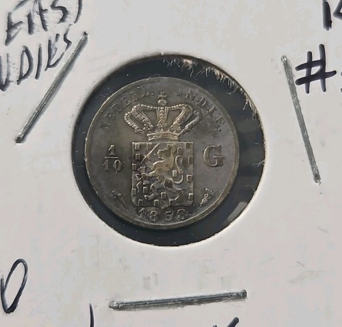 1857 Niederlande Ostindien 1/10 Gulden Welt Silber (KM.#304)
