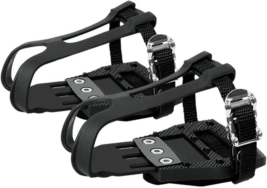 BV Bike Pedals Shimano Spd/Look Delta Compatible 9/16'' with Toe Clips - Peloton