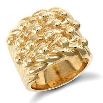 Gelbgold Keeper Ring 4-reihig massiv SEHR schwer 9 Karat Punze British made