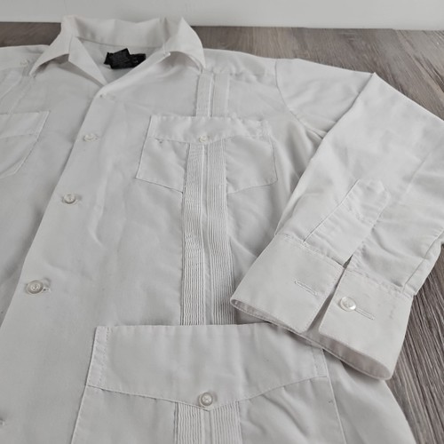 Gongora Guayabera Shirt Mens 38 White Embroidered Long Sleeve Button Up - Picture 4 of 7