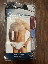Calvin Klein Men  s Cotton Briefs 5 Pair Black Multi Color Waistband Small Open
