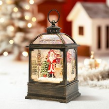 Christmas Snow Globe Lantern with Santa 8 Music Songs 6H Timer Water Snow Gl...
