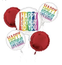Happy Birthday Rainbow Pride Balloon Bouquet 5pc Jumbo Party Set
