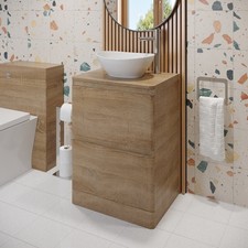 600mm Bathroom Countertop Vanity Unit Oval Basin Soft Close Freestanding Oak